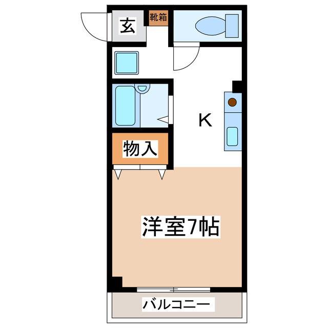 タウンコート(ワンルーム/2階)の間取り写真