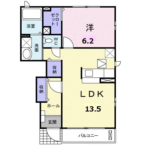 アンダンテC(1LDK/1階)の間取り写真