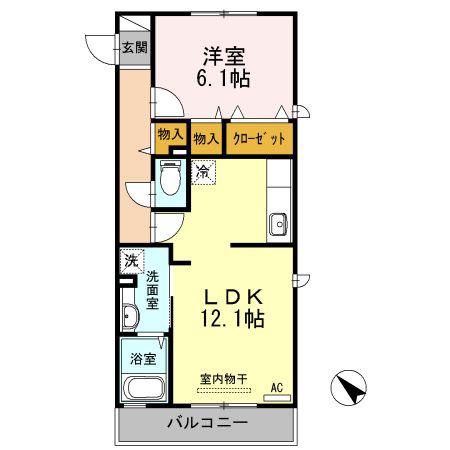 アーベイン田宮(1LDK/2階)の間取り写真