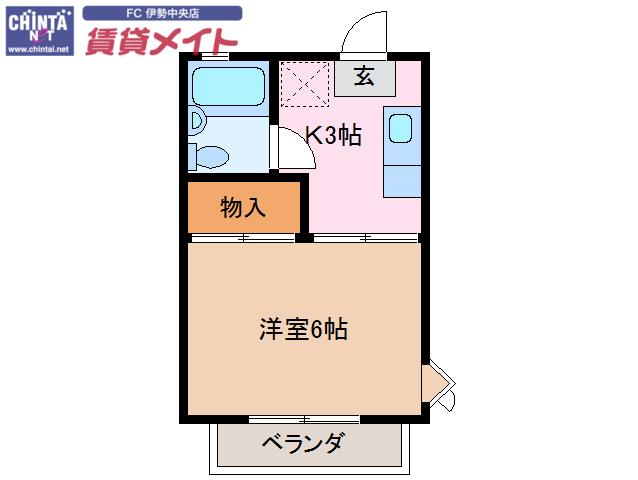 ブセナテラス(1K/2階)の間取り写真