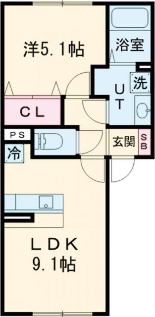 FIRST SKY H(1LDK/2階)の間取り写真