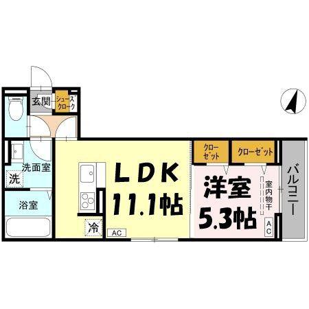 アドラブール A棟(1LDK/2階)の間取り写真