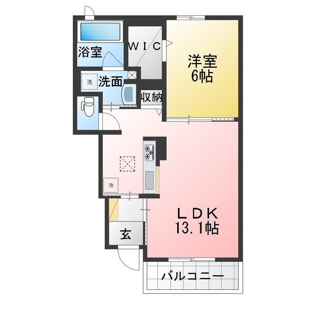 スプリングフィールドIV B(1LDK/1階)の間取り写真