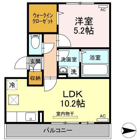 桜 サライ(1LDK/1階)の間取り写真