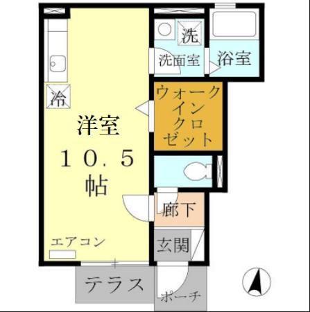 プロスパー(ワンルーム/1階)の間取り写真
