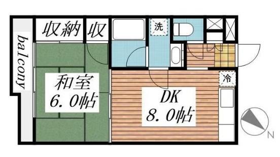 岩田ビル(1DK/3階)の間取り写真