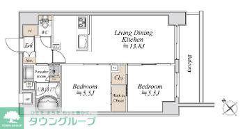 リアナアートパーク西葛西(2LDK/4階)の間取り写真
