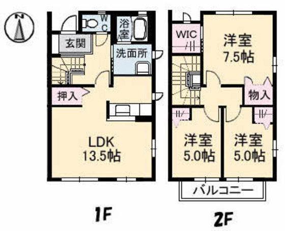 モンテベルデ A棟(3LDK/1階)の間取り写真