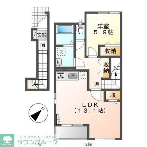 エールトベーレ(1LDK/2階)の間取り写真