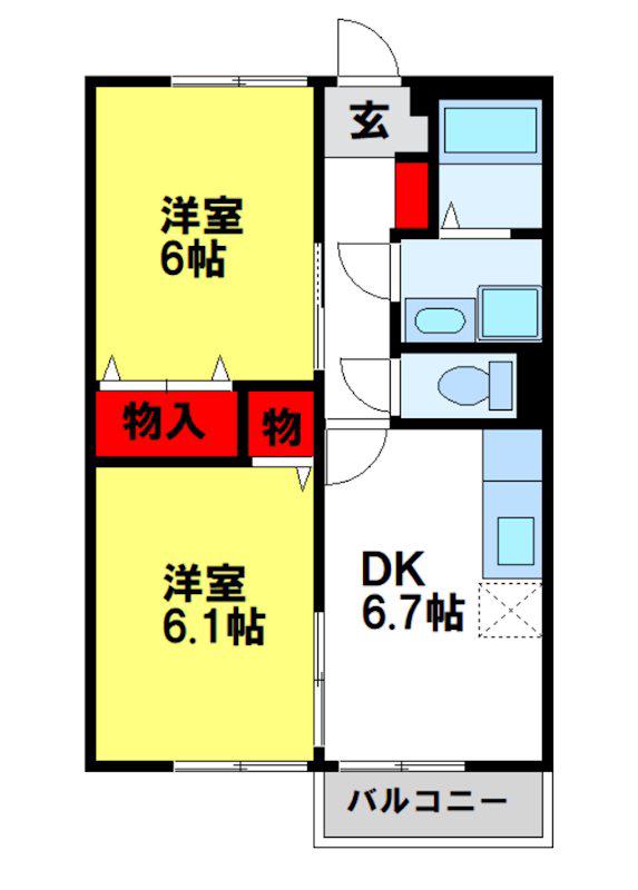 シャルマンHANAMIDOU(2DK/2階)の間取り写真