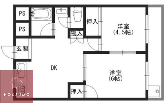 コーポくにじま(2DK/2階)の間取り写真