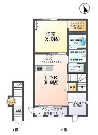 ジュノムアイン(1SLDK/2階)の間取り写真