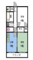 セゾン木川(2DK/6階)の間取り写真