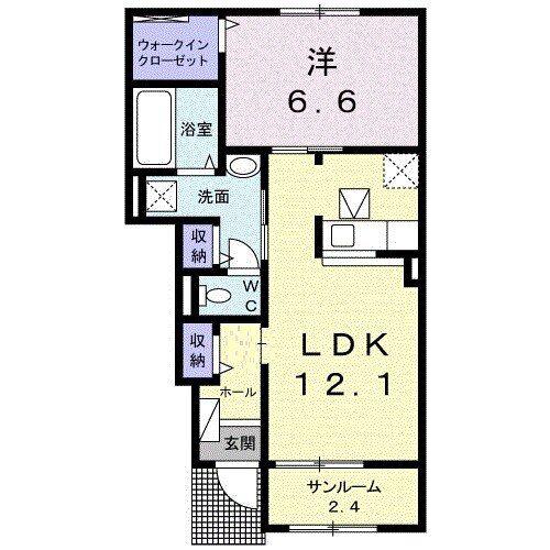 ビリーフ(1LDK/1階)の間取り写真