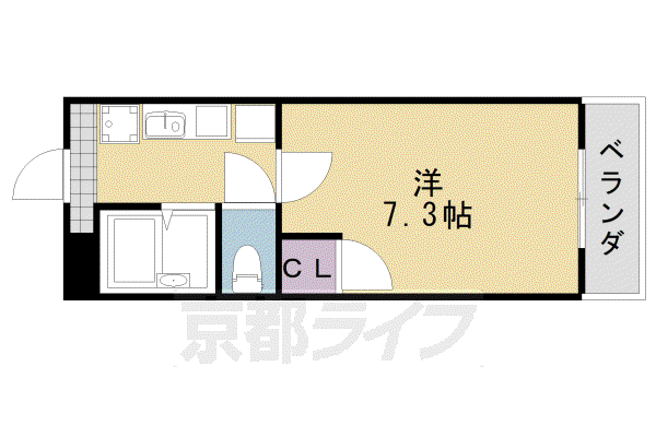 アンブラッセII(1K/2階)の間取り写真
