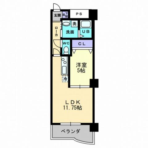 ルガーノI(1LDK/1階)の間取り写真