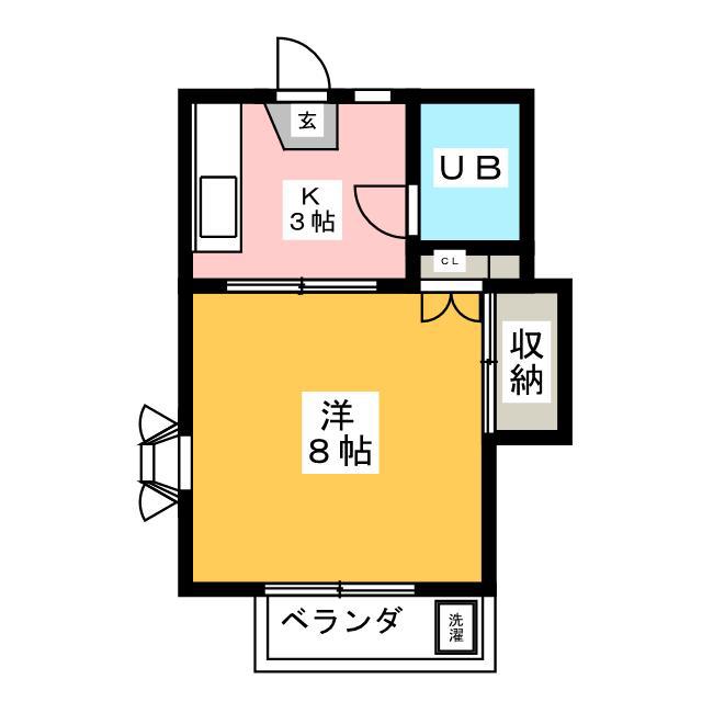 パールハイツII(1K/2階)の間取り写真