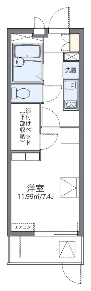レオパレス ライズフリー(1K/1階)の間取り写真