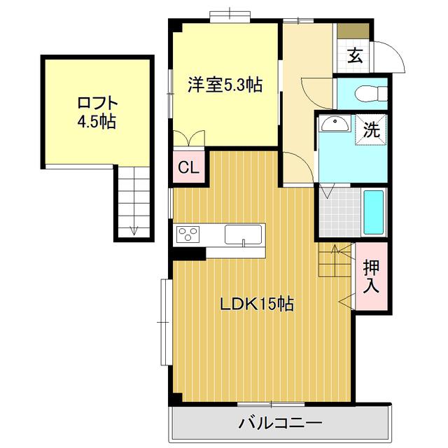 ウフジュール・サンク(1LDK/3階)の間取り写真