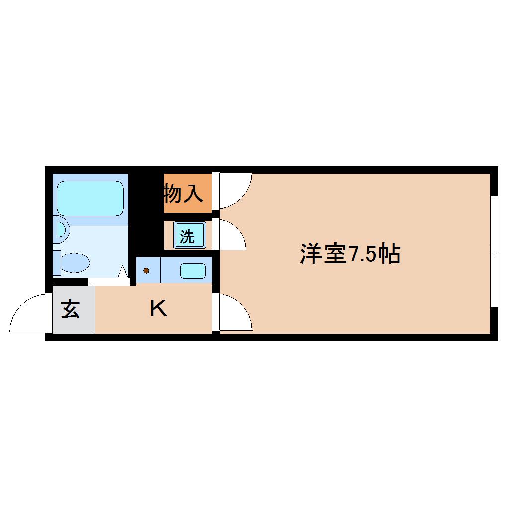 サンシティ荒町(1K/2階)の間取り写真