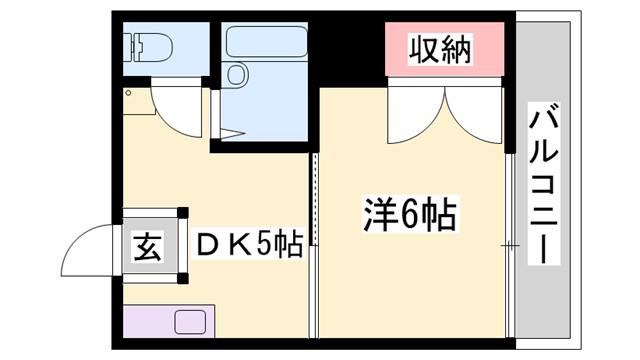 ヒューマンハイツII(1DK/2階)の間取り写真