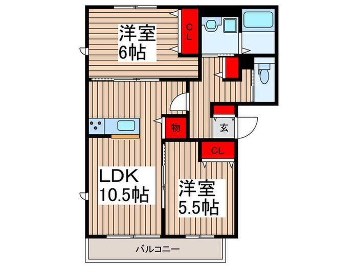 フリージア(2LDK/3階)の間取り写真