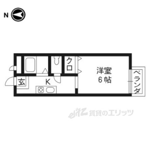グレースフルK(1K/1階)の間取り写真