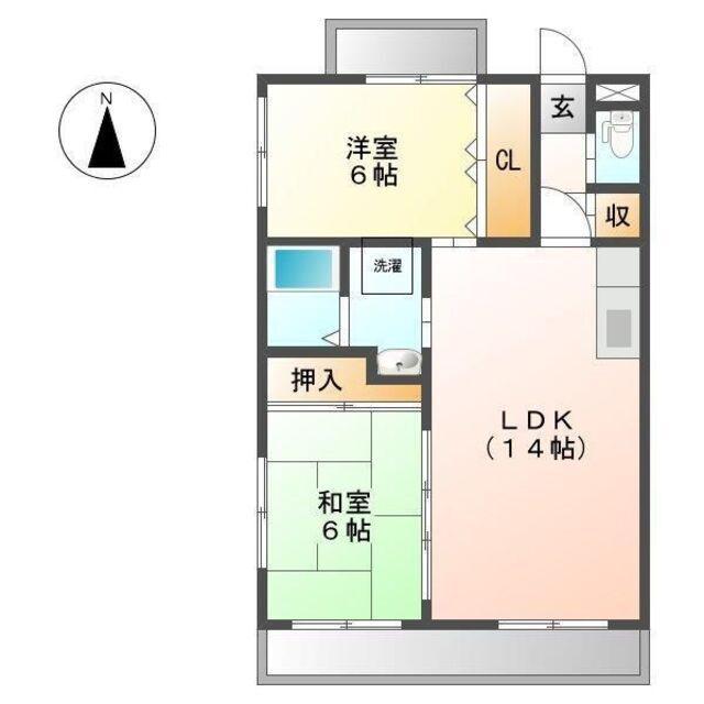 エスペランサ厳樹(2LDK/3階)の間取り写真