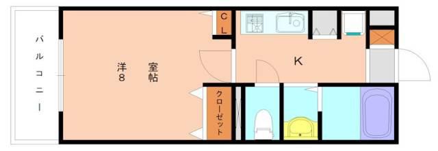 アーバン21B(1K/3階)の間取り写真
