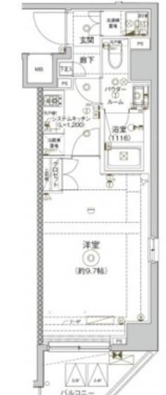 クレヴィスタ練馬平和台(1K/2階)の間取り写真