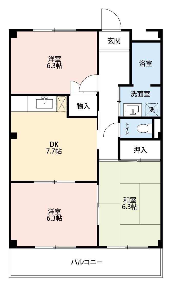 ネヴァーランド上里(3DK/2階)の間取り写真