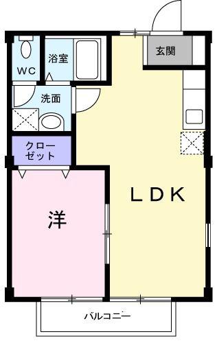 東ハイツ(1LDK/2階)の間取り写真