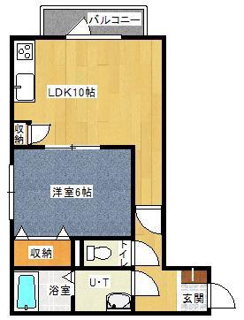Uグランディス(1LDK/1階)の間取り写真