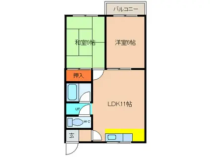 ルベール富岡(2LDK/2階)の間取り写真