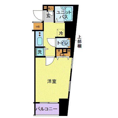 フォレシティ六本木(1K/4階)の間取り写真