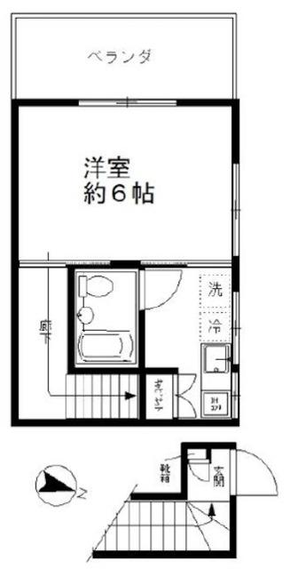 ライフセンター(1K/2階)の間取り写真