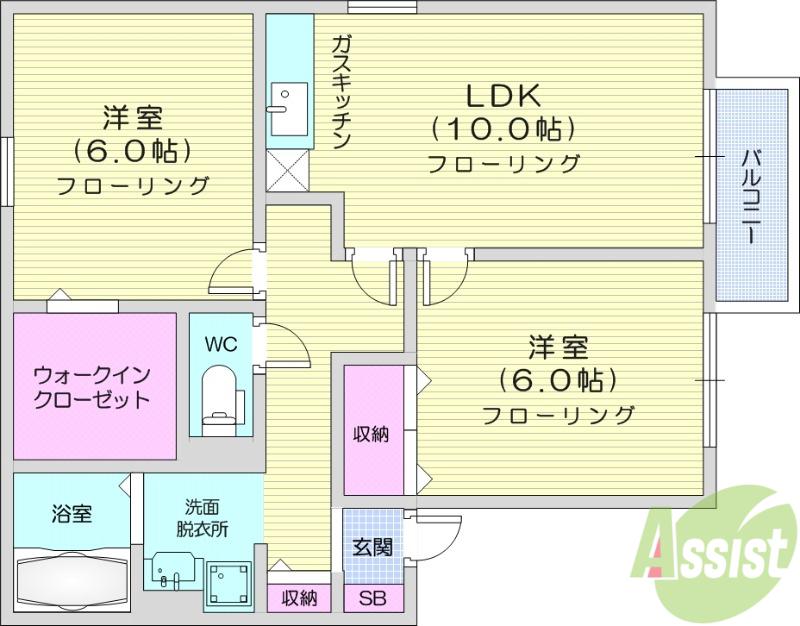 ウィルモア(2LDK/1階)の間取り写真