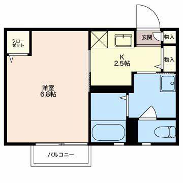 カンティーク(1K/2階)の間取り写真