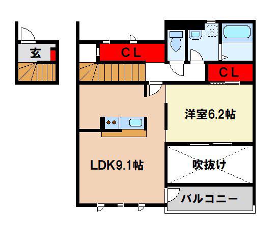 レオネクストティーダ(1LDK/2階)の間取り写真