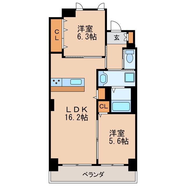 白壁リンクス(2LDK/4階)の間取り写真