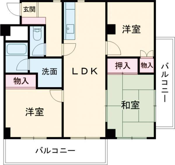 第2古江グリーンハイツ(3LDK/4階)の間取り写真