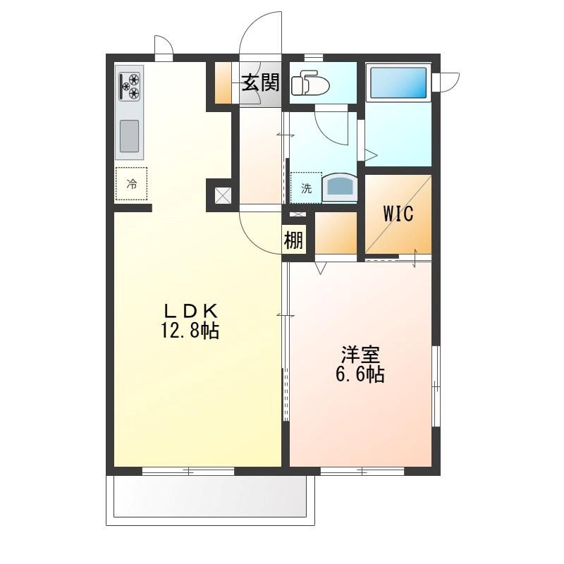 プリンシプルB(1LDK/2階)の間取り写真