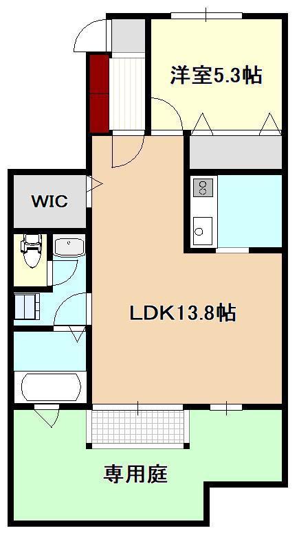 SWEET BOA A(1LDK/1階)の間取り写真