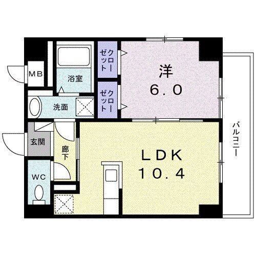 ラ メッゾ(1LDK/2階)の間取り写真