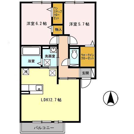 アムール エステート(2LDK/1階)の間取り写真