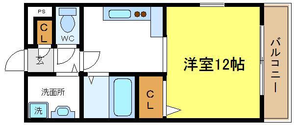 アンプルールクラージュ ヴィーヴル(ワンルーム/2階)の間取り写真