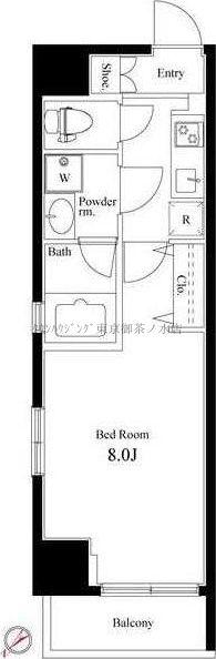 APPLE RESIDENCE水道橋(1K/2階)の間取り写真