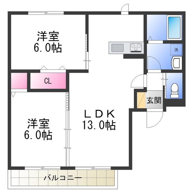 ベストハイム富秋(2LDK/2階)の間取り写真