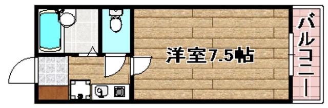 ウェルシーコート高槻(1K/8階)の間取り写真