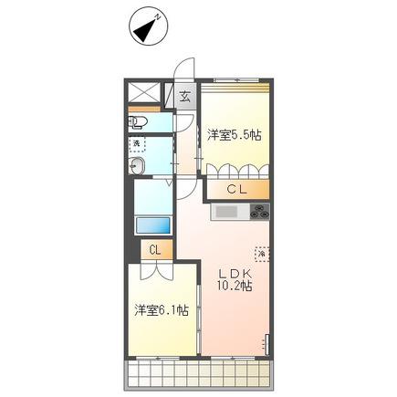 ディアステージシャロン(2LDK/2階)の間取り写真